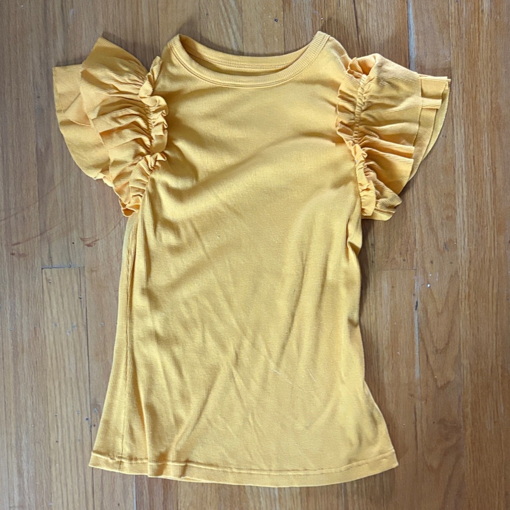 Yellow Ruffle Sleeve Top
